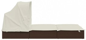 2 személyes barna polyrattan napágy tetővel 213 x 118 x 97 cm