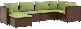 vidaXL 6 részes barna polyrattan kerti ülőgarnitúra párnákkal