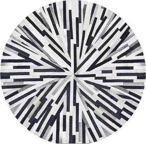 Luxus bőrszőnyeg, fekete/bézs/fehér, patchwork, 200x200, KOŽA TYP 8