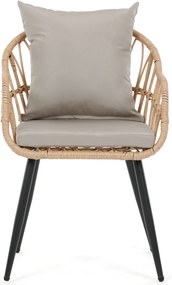 Kerti szék, fém, polyrattan, bézs, AZ-F1406 NAT
