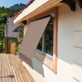 Outsunny Kézi Napernyő Állítható Dőlésszögű Alumínium Vízálló Poliészter 70L x 180W cm Világos Bézs | Aosom