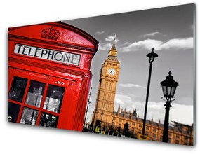 Üvegkép Telefonfülke London 100x50 cm 2 fogas