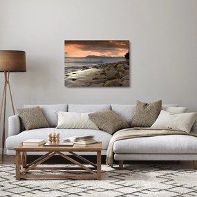 Üveg kép - Tenger és hegyek (70x50 cm)