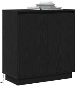 Oldalszekrény LED-fénnyel, Fekete Tölgy, 71x34,5x75 cm, Mérnöki Fa