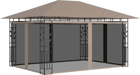 vidaXL tópszínű pavilon szúnyoghálóval 4 x 3 x 2,73 m 180 g/m²