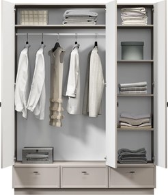 Lorini gardróbszekrény 150 cm polcokkal - kasmír / fekete T-bar fogantyúk