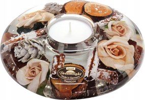 Karácsonyi dekorációval díszített Ufo gyertyatartó