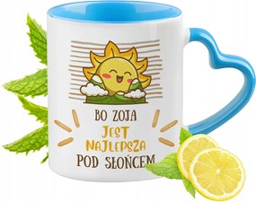 Zoi Kék Bögre Szív Alakú Füllel Ajándék Nyomtatott