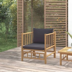 Bambusz kerti kanapé sötétszürke párnákkal