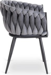 Fonott bársony szék szürke színben, ELENA