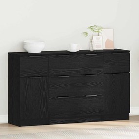 Széf fiókkal 3 pcs Musta tammi 121 x 30 x 70 cm Faanyag