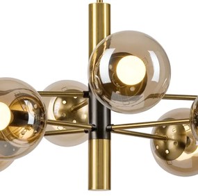 Csillár rúdon ROLLO 8xE14/5W/230V arany/füstös bézs