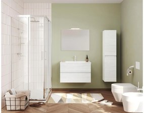 Easy 80cm-es két fiókos fürdőszobaszekrény fehér tölgy  + mosdó