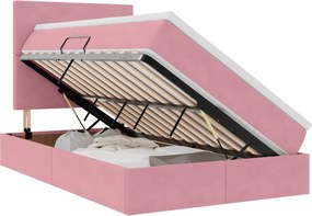 vidaXL Ágy tárolóval és matraccal Rózsaszín 120 x 200 cm Bársony
