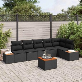 Kerti Kanapé Szett 7 pcs Fekete 319 x 154 x 85 cm Poli rattan