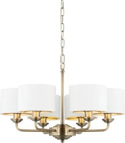 ENDON 98936 HIGHCLERE Modern Csillár Antik Sárgaréz, Fehér E14 IP20