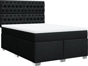 vidaXL fekete szövet rugós ágy matraccal 140 x 190 cm