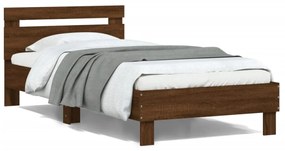 barna tölgy színű fejtámlás ágykeret matrac nélkül 100 x 200 cm