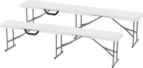 Outsunny 2 részes Sörpad Beülő Sörsátor Pad Összecsukható Pad 8 fő részére 182cm-es Összecsukható Partypad Fogantyúval, Fém lábak, HDPE Időjárásálló K