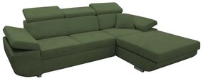Kihúzható, jobbos L-alakú sarokülőgarnitúra tárolóval CASTELO, zöld