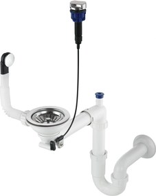 Deante Deante, helytakarékos szifon gránit konyhai mosogatóhoz, 1 kamrás, 3,5" automata hulladékdugóval, króm, ZXY_9972