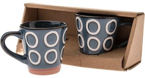 2 db kerámia bögre szett Gyűrűk 100 ml, sötétkék