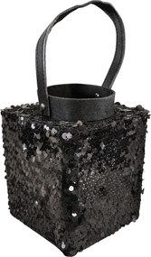 Lámpás flitterekkel LOFTY GLAM 27 cm, fekete