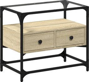vidaXL sonoma tölgy szerelt fa TV-szekrény üveglappal 60 x 35 x 51 cm