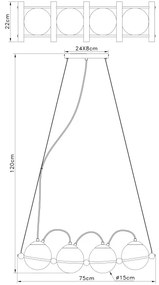 Globo 15883-4H - Csillár zsinóron LEONA 4xE14/15W/230V