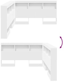 Tároló fejtámla polcokkal fejtámlával Fehér 135 cm Faanyag