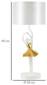 Fehér-aranyszínű asztali lámpa textil búrával (magasság 64 cm) Dancer – Mauro Ferretti