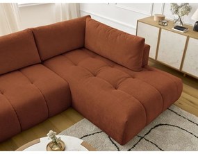 Téglavörös kinyitható-tárolóhelyes sarokkanapé (jobb oldali-U alakú) Fuji – Bobochic Paris