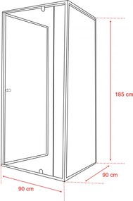 Flexi falsíkra szerelhető szögletes zuhanykabin 90x90 cm zuhanytálca nélkül