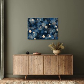 Üveg kép - Kék-arany gyűrűk (70x50 cm)