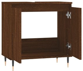 Barna tölgyszínű szerelt fa fürdőszobaszekrény 58x33x60 cm