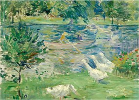 Üveg kép - Berthe Morisot, Girl in a Boat with Geese, reprodukciók (70x50 cm)