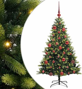 vidaXL Műanyag Hajtogatott Karácsonyfa 150 LED-del Zöld 150 cm
