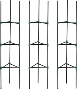 Outsunny 3 darabos növénytartó szett, 3 szintes növénytartó, kerti növénytartó cövekek, trellis, paradicsomkaró mászó növényekhez, acél, zöld, 38 x 38