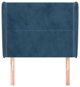 sötétkék bársony fejtámla szárnyakkal 83 x 23 x 118/128 cm