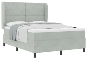 Boxspring Ágy Matraccal Világosszürke 140x200 cm Bársonyos