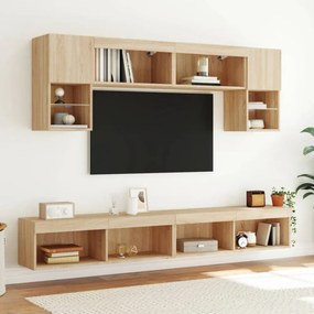 2 db sonoma tölgy színű TV-szekrény LED-ekkel 100x30x30 cm