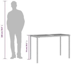 fekete polyrattan akácfa lapos kerti asztal 115x54x74 cm