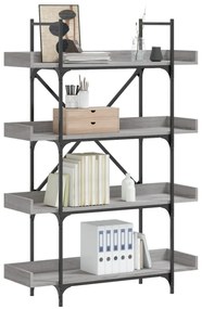 4-szintes szürke sonoma szerelt fa könyvespolc 100x33x145,5 cm