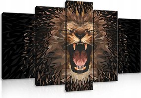 Vászonkép 100x60 Oroszlán bömbölés geometrikus erő vadság absztrakt állatok