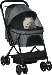 PawHut Állat Sportkocsi Kutyák és Macskák Számára - Pet Kocsi Oxford Sötét Szürke 76,5 x 52 x 95 cm | Aosom
