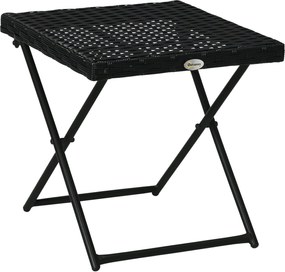 Outsunny Összecsukható Oldaltábla Polyrattan Kávézóasztal Erkélyasztal Kertasztal, 40x40x40cm Fekete | Aosom