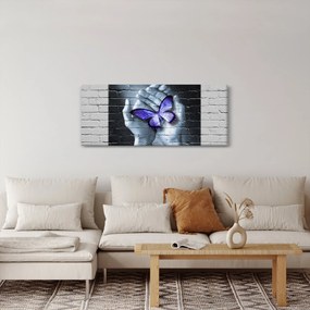 Kép - Lila pillangó a falon (120x50 cm)