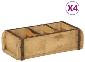 Tálcák 4 db 30x14x9 cm Szilárd Fa Újrahasznosított