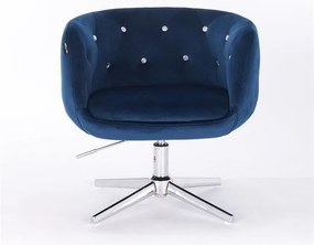HR333CROSS Tengerkék velur modern szék krómozott lábbal