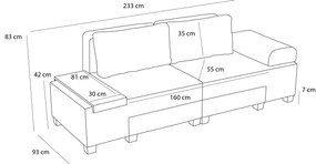 3 személyes kanapéágy Perenna Linen - Antracit